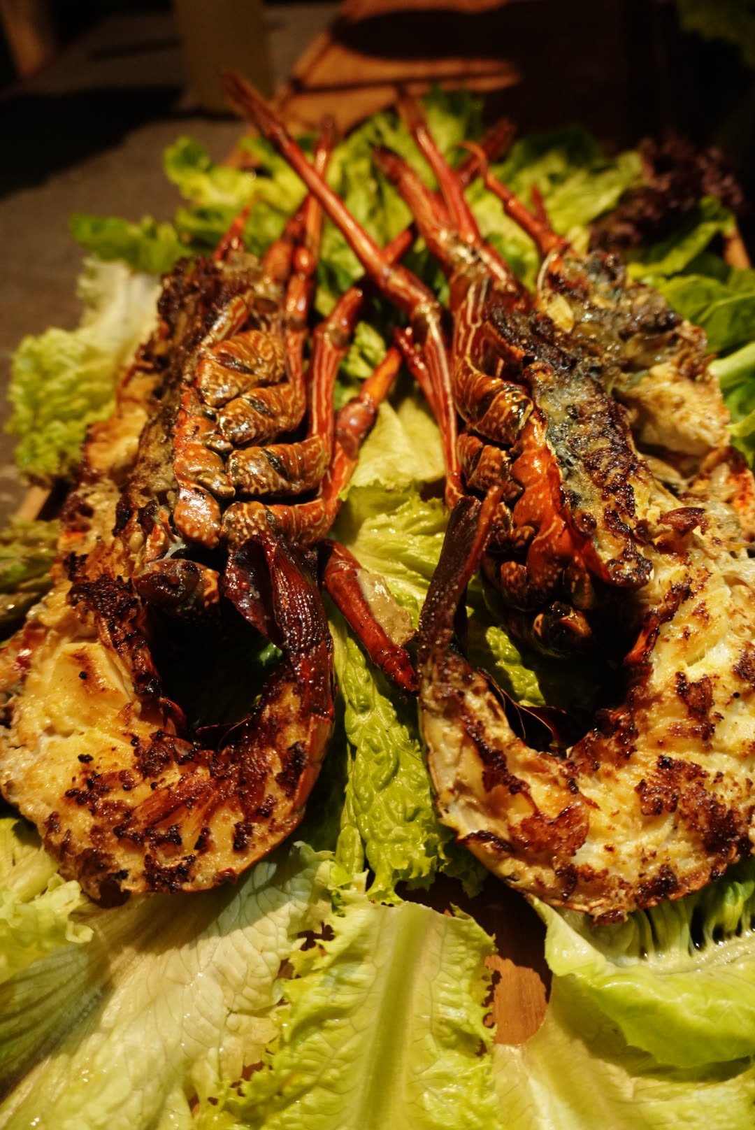 Whole lobster grilled over the brasero